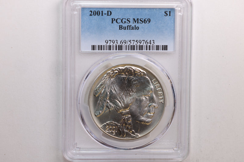 2001-D $1., Buffalo, Silver Dollar Commemorative., PCGS MS-69.,