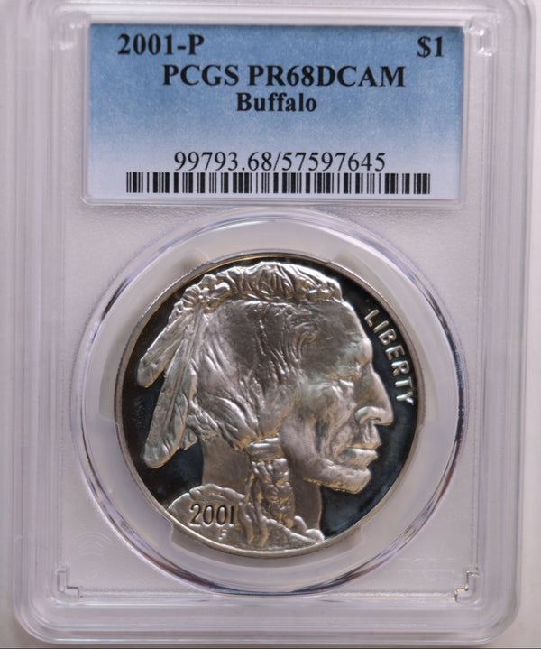 2001-P, $1 Buffalo Silver Commemorative, PCGS PR68, Store #GMC259