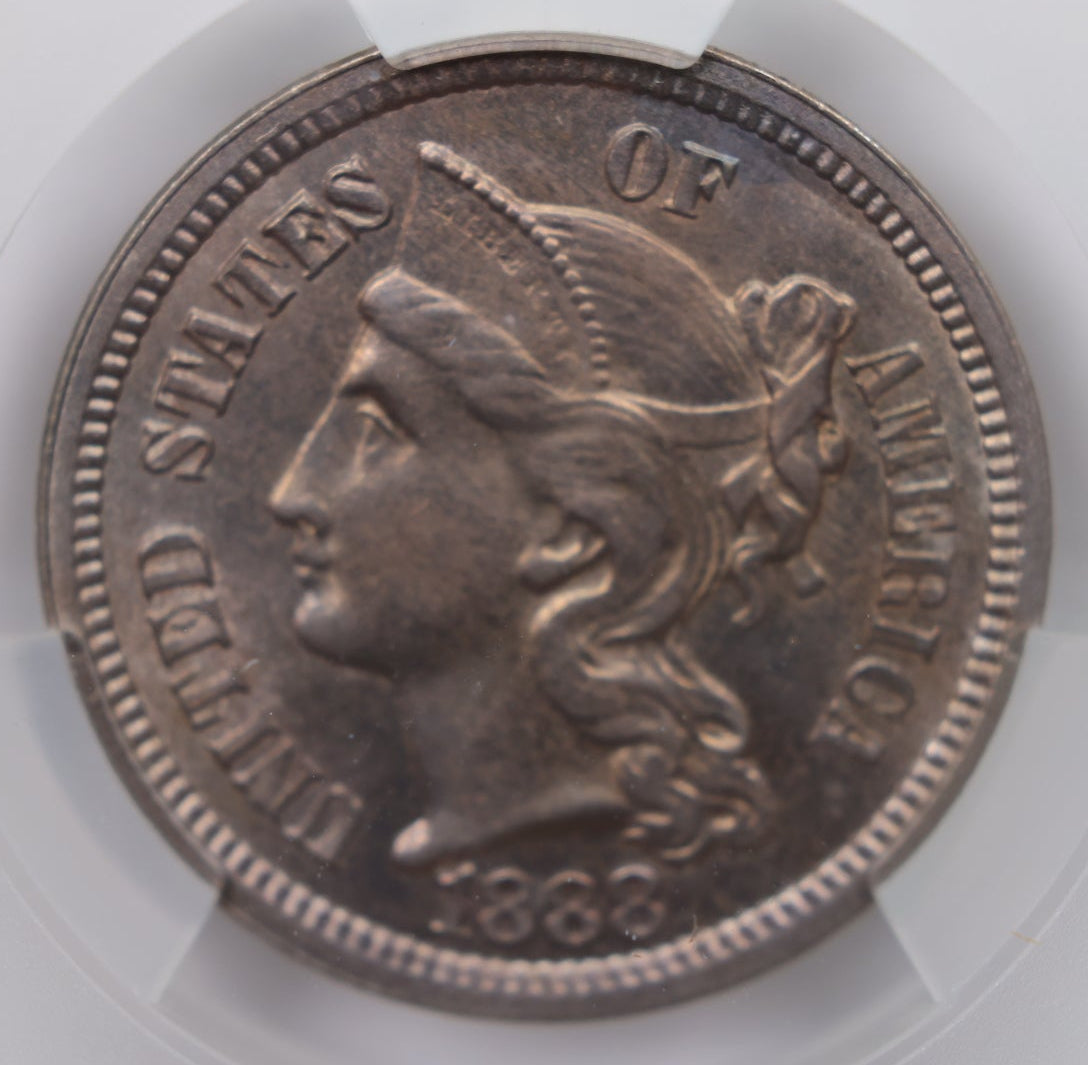 1888 Three Cent Copper Nickel. Gem Uncirculated, CAC MS-62. SALE #G3C012.