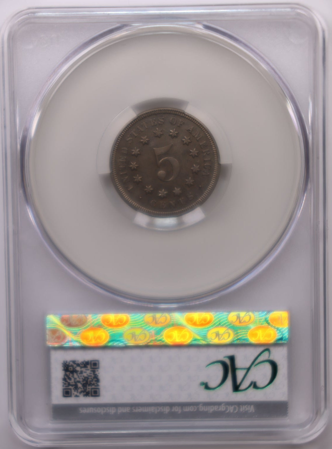 1869 Shield Nickel, PROOF STRIKE, CAC Certified PR-62, Store #NL005.