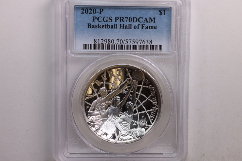 2020-P $1, Basketball H.O.F., Silver Commemorative, PCGS PR-69.,  Store