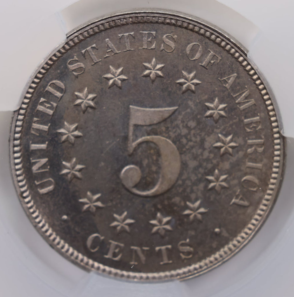 1876 Shield Nickel, Proof Strike, CAC PR-63, Uncirculated Coin, Store #NL008.