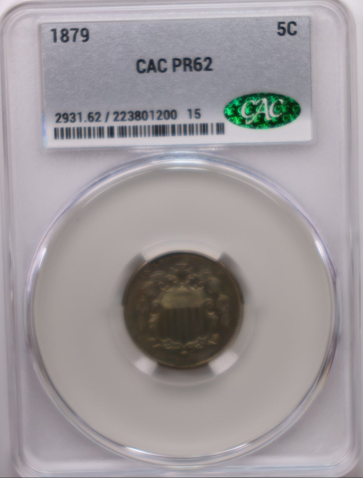 1879 Shield Nickel, Proof Strike, CAC PR-62, Uncirculated Coin, Store #NL009.