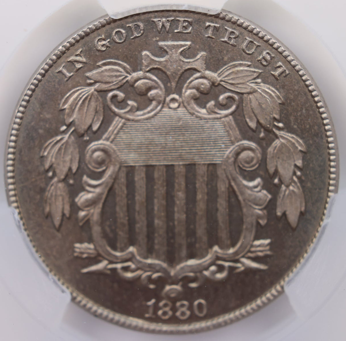 1880 Shield Nickel, Proof Strike, CAC PR-65, Uncirculated Coin, Store #NL010.