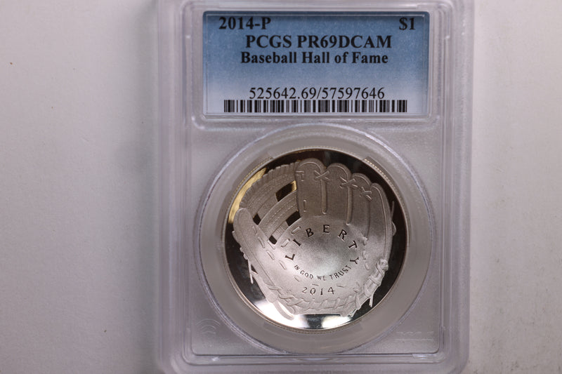 2014-P $1, Baseball H.O.F., Silver Commemorative, PCGS PR-69.,  Store