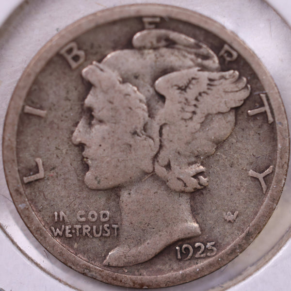 1925-S Mercury Silver Dime, Fine Circulated Coin, Store #DE666