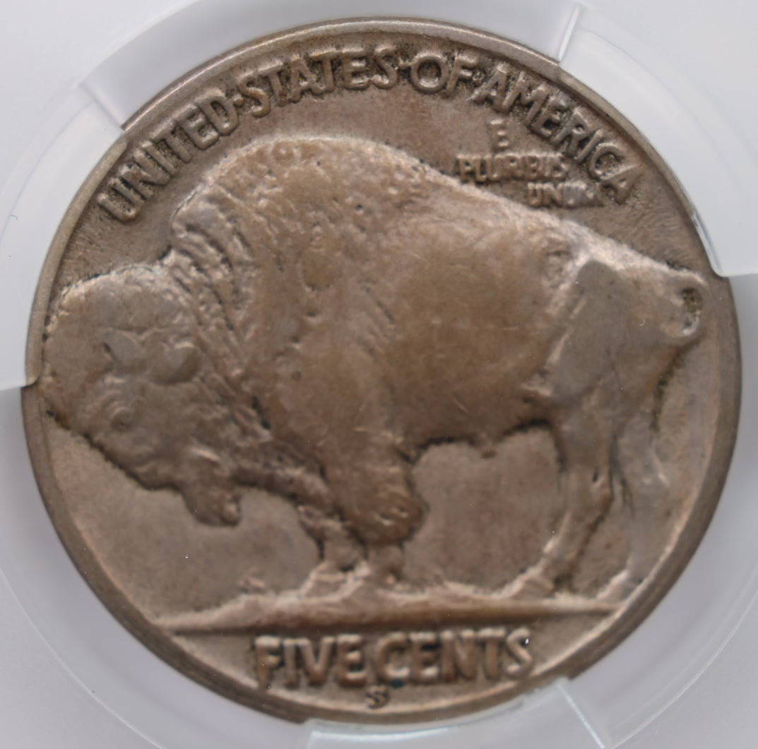 1919-S Buffalo Nickel, CAC Graded VF Detailed Coin, Store #NL023.