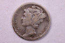 1925-S Mercury Silver Dime, Fine, Store