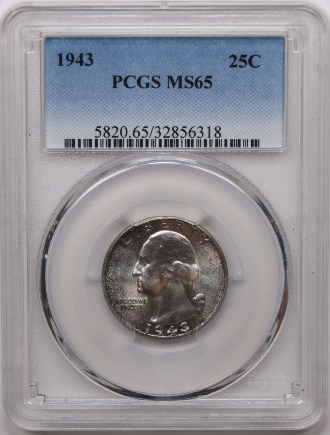 1943 Washington Silver Quarter, PCGS Graded MS-65, Store Sale #QR031.