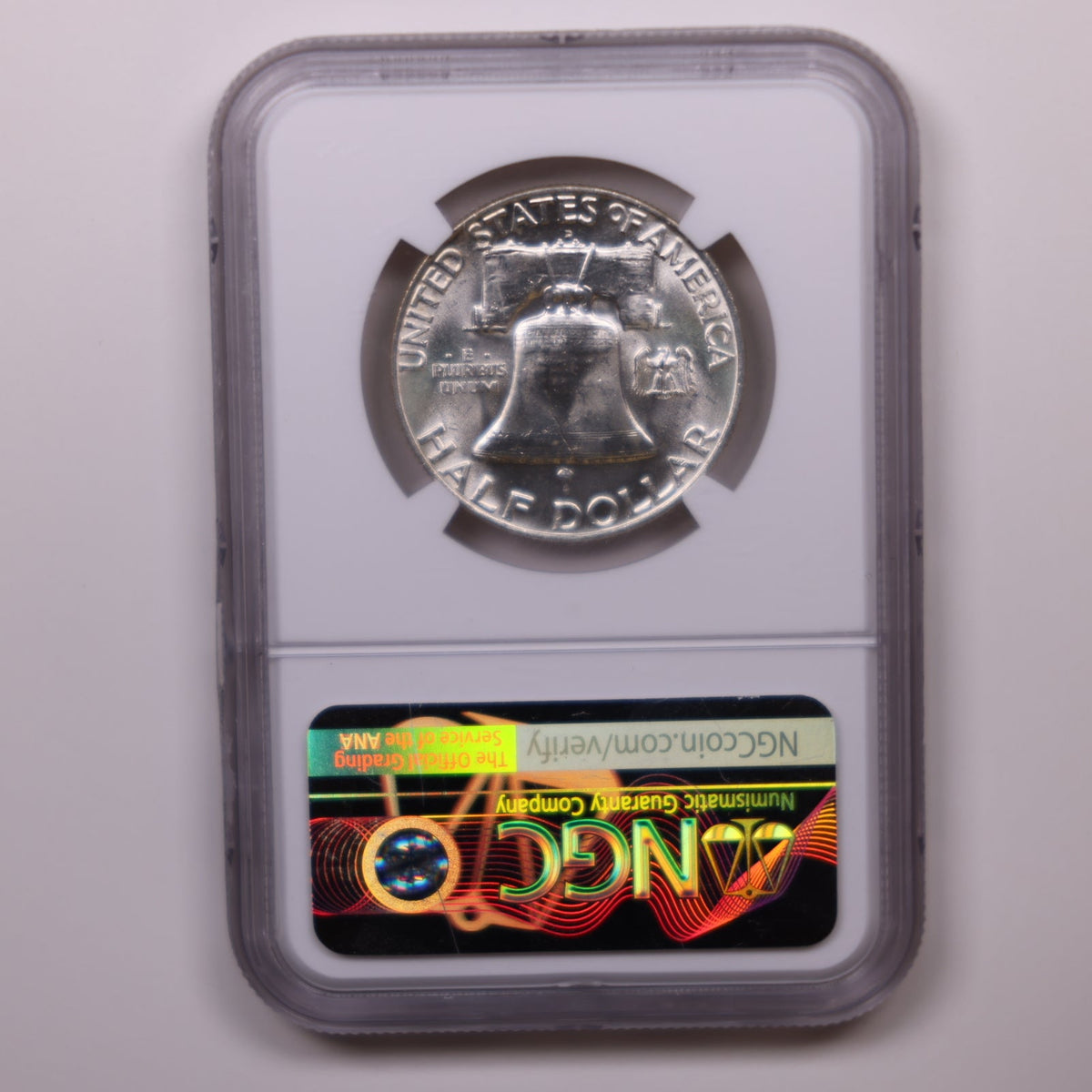 1959-D Franklin Silver Half Dollar, NGC MS-64, Full Bell Lines. Store #HR020.