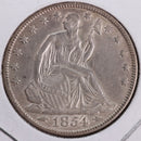 1854 Liberty Seated Quarter, Abt Uncirc+ Circulated Coin, Store