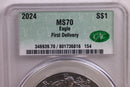 2024 American Silver Eagle, CAC Graded MS-70., Nice, Store