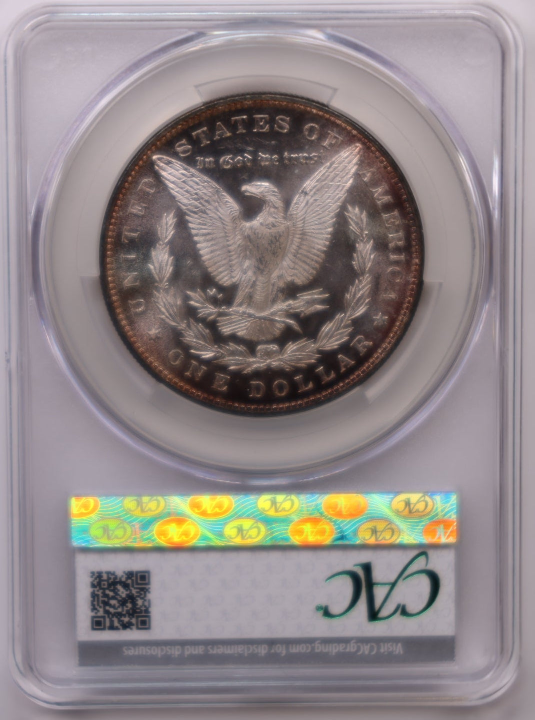 1885 Morgan Silver Dollar, Toned CAC MS-63, Uncirculated Coin, Store #DR104.