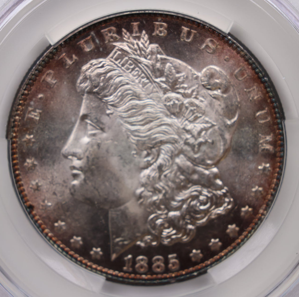 1885 Morgan Silver Dollar, Toned CAC MS-63, Uncirculated Coin, Store #DR104.