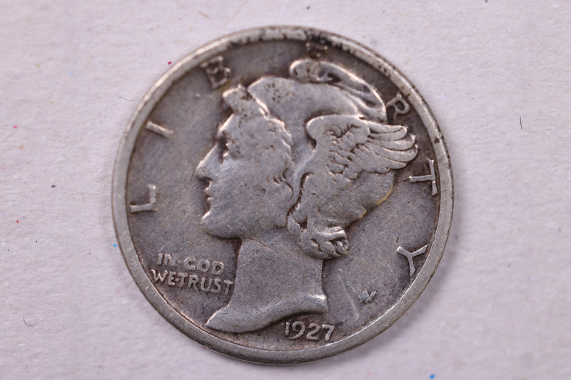 1927 Mercury Silver Dime., Very Fine., Store