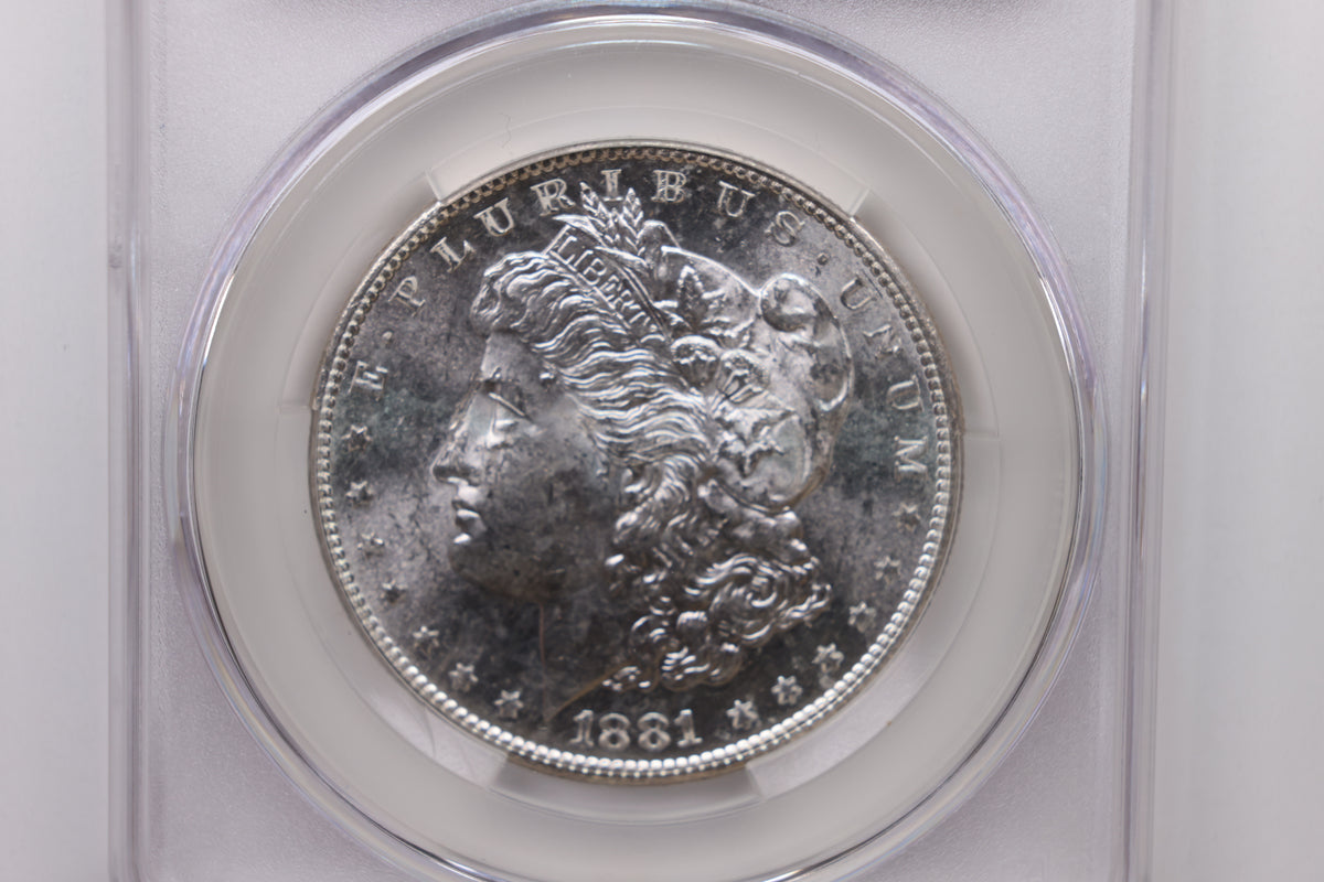 1881-S Morgan Silver Dollar, Affordable CAC MS-62, Uncirculated Coin, Store #DR103.
