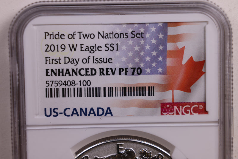 2019-W American Silver Eagle, Enhanced Reverse PF-70., Nice, Store
