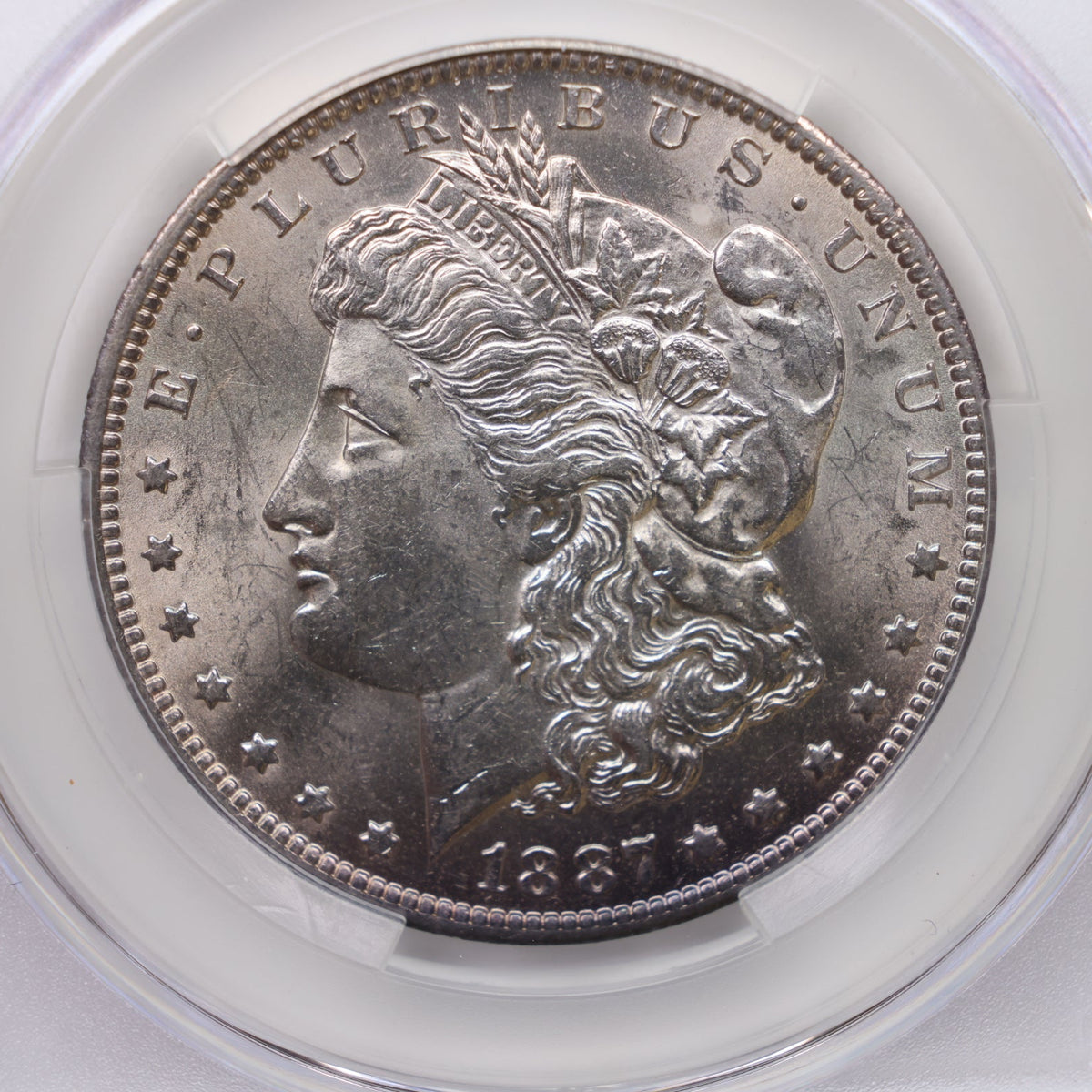 1887-O Morgan Silver Dollar, Toned CAC AU-58, Uncirculated Coin, Store #DR105.