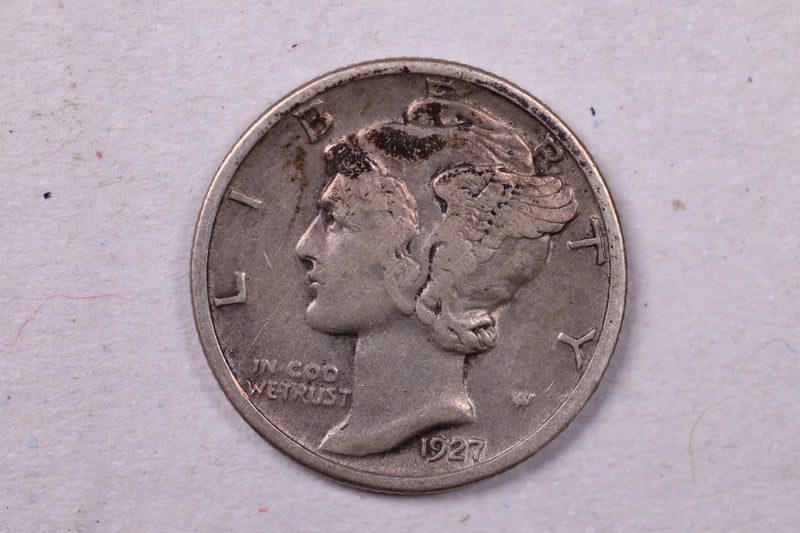 1927-D Mercury Silver Dime., Extra Fine., Store