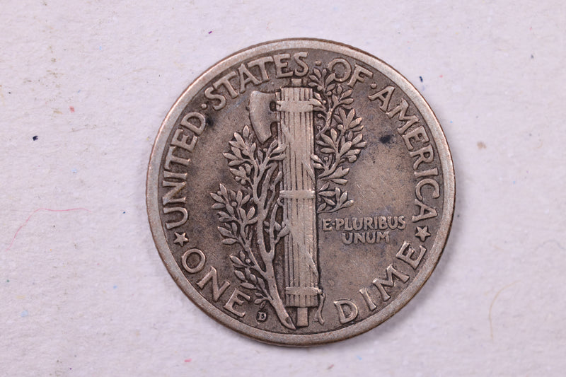 1927-D Mercury Silver Dime., Extra Fine., Store