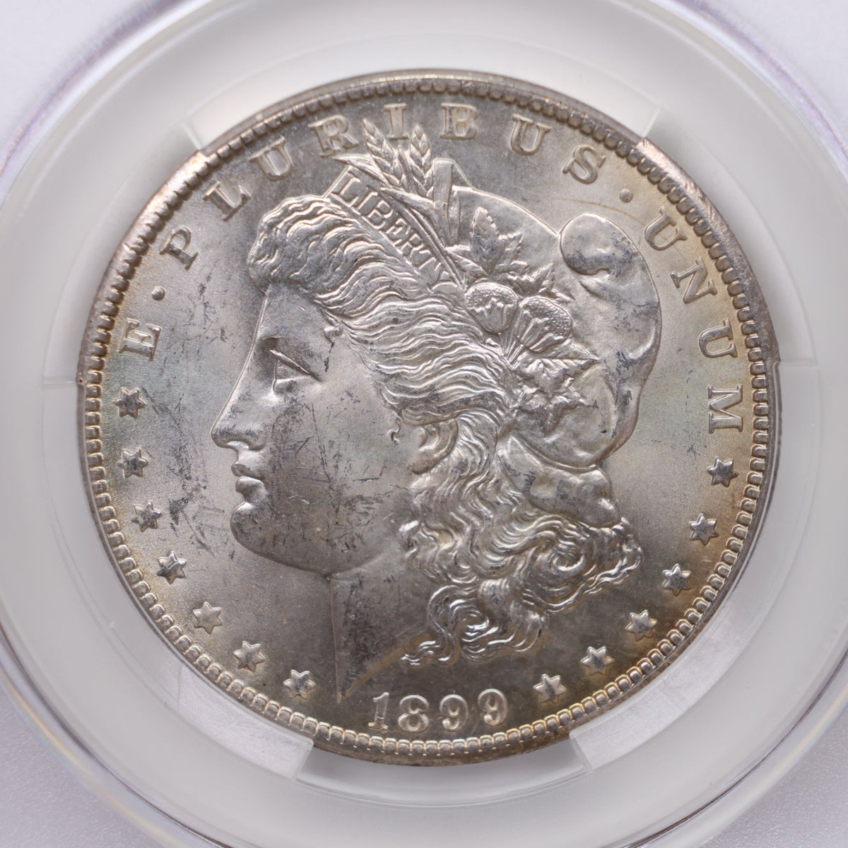 1899-O Morgan Silver Dollar, Toned CAC MS-62, Uncirculated Coin, Store #DR106.