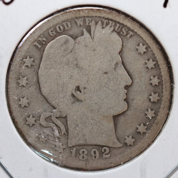 1892-O Barber Quarter, Very Good Circulated Coin, Store #QR753
