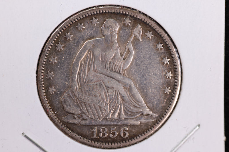1856-S Liberty Seated Half Dollar, Affordable Circulated Coin. Store Sale