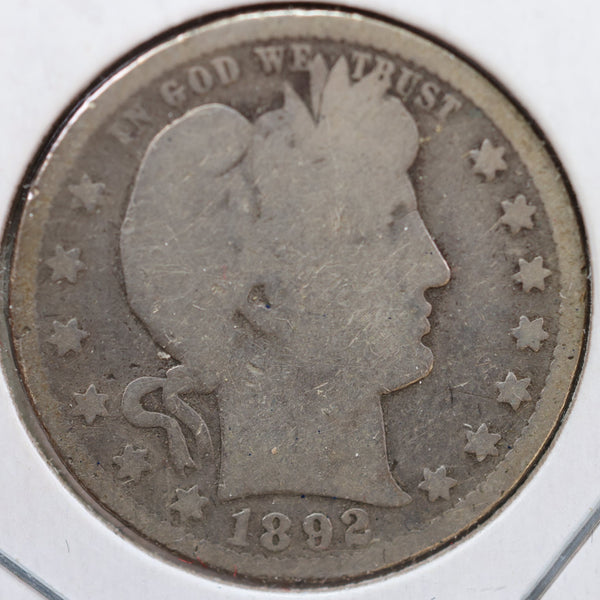 1892-O Barber Quarter, Good+ Circulated Coin, Store #QR754
