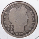 1892-S Barber Quarter, Good+ Circulated Coin, Store