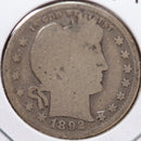 1892-S Barber Quarter, Good Circulated Coin, Store