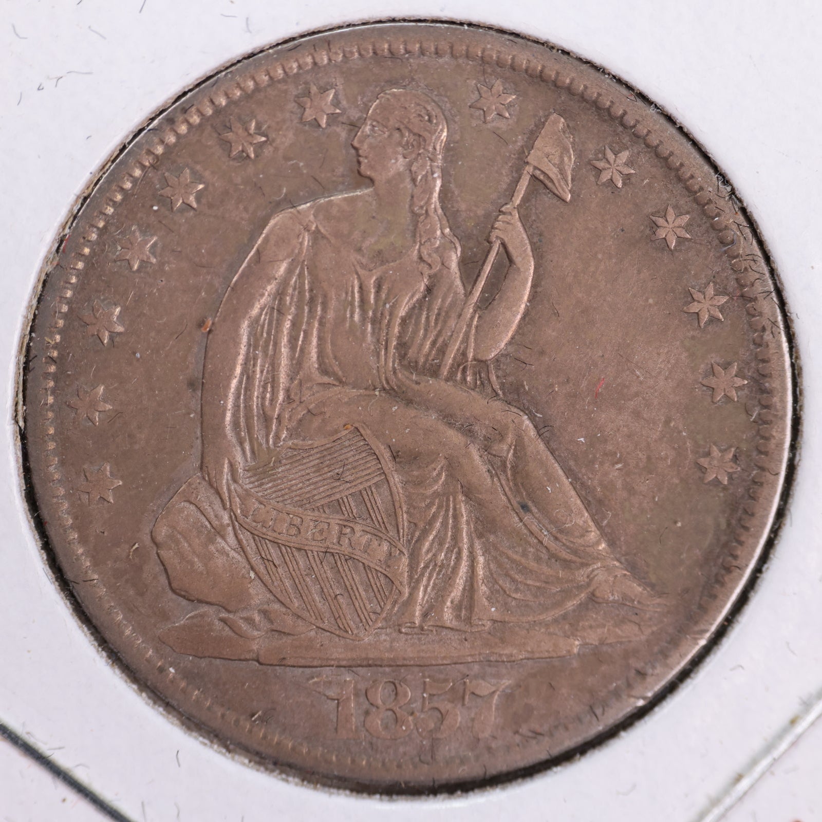 1857-O Liberty Seated Half Dollar, About Uncirculated Coin, Store #HR1954