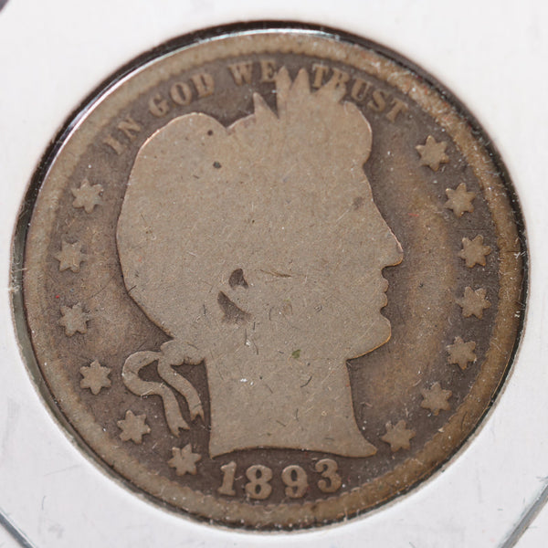 1893 Barber Quarter, Good Circulated Coin, Store #QR759