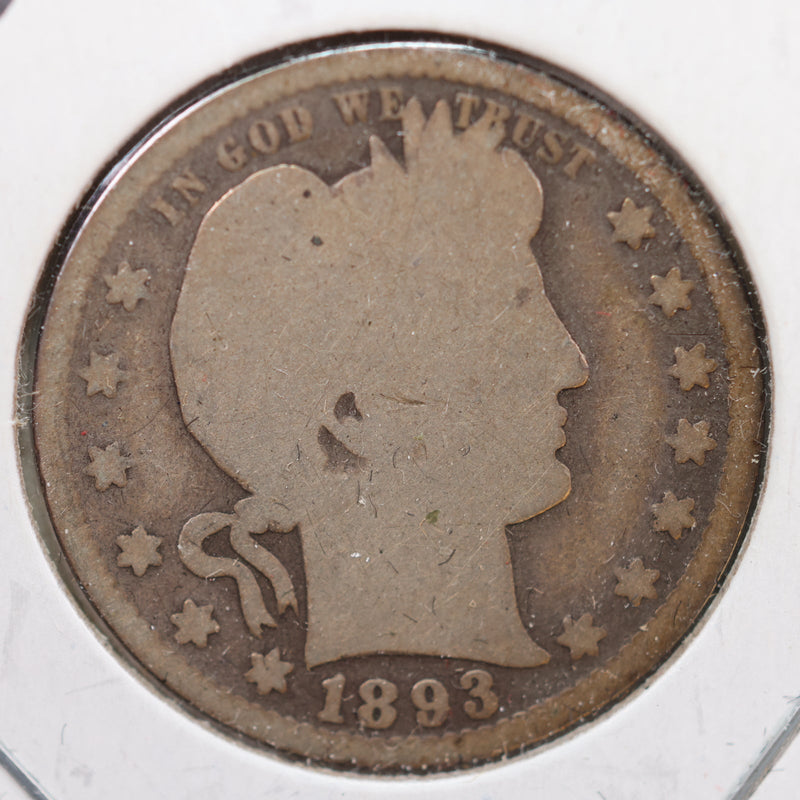 1893 Barber Quarter, Good Circulated Coin, Store