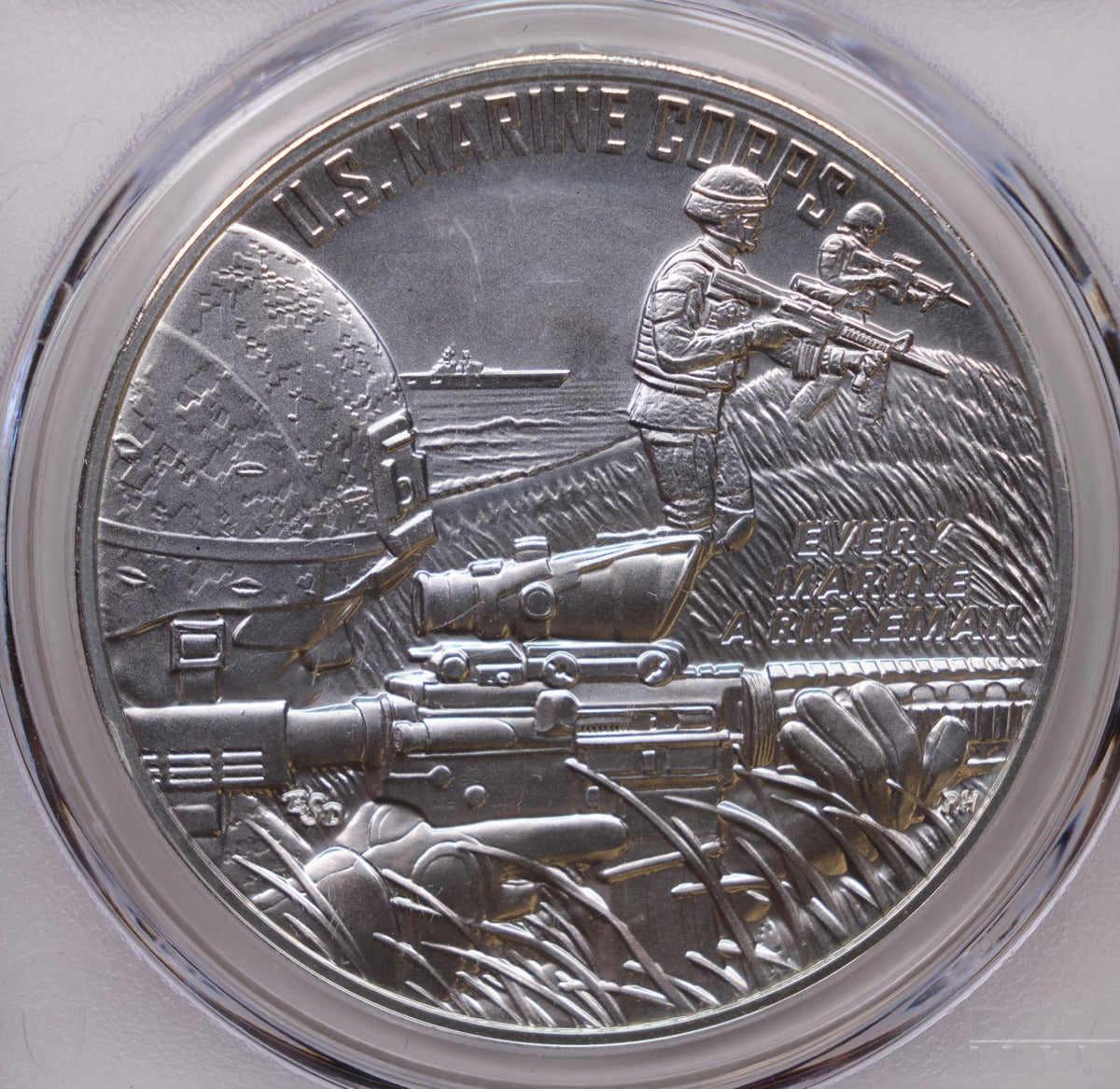 2023 U.S. Marine Corps Matte Medal, 1 OZT Silver, PCGS MS-70, Store #MC002.