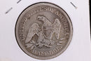 1858 Liberty Seated Half Dollar, Affordable Circulated Coin. Store Sale