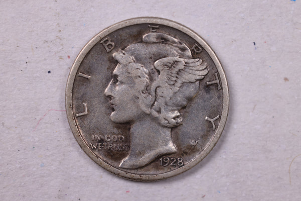1928 Mercury Silver Dime., Fine., Store  #19904