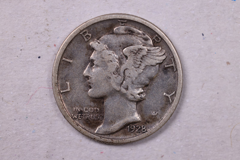 1928 Mercury Silver Dime., Fine., Store