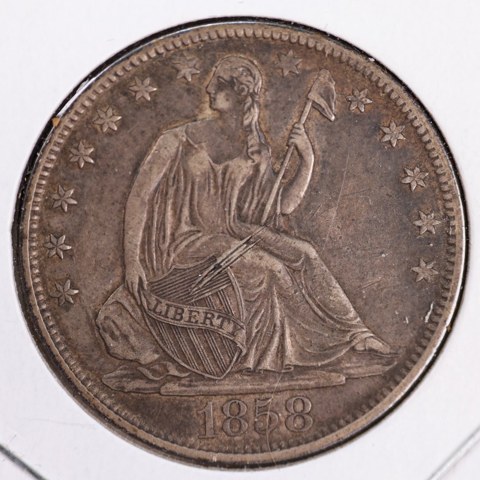 1858-O Liberty Seated Half Dollar, Extra Fine Circulated Coin, Store #HR0845 (23080930)