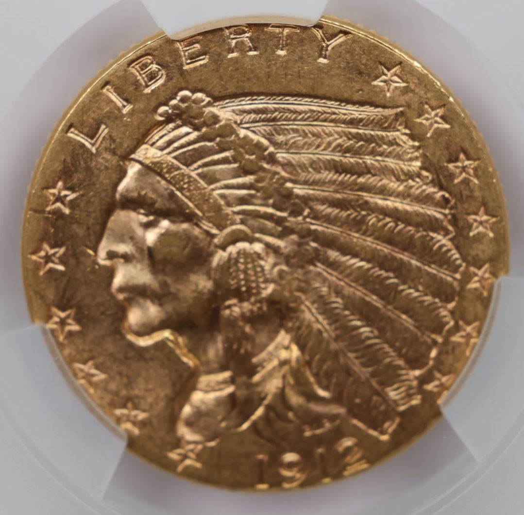 1912 $2.50 Quarter Gold Eagle, CAC Certified AU-58, Slider-Coin, Store #G020.