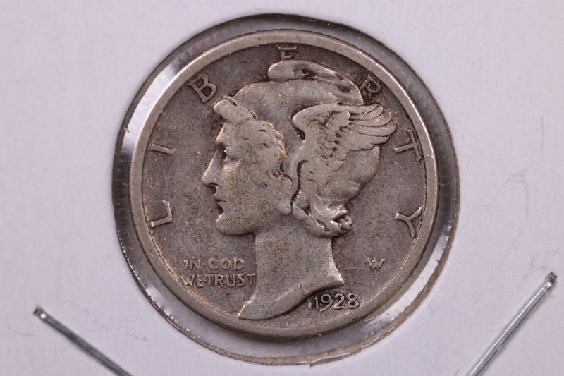 1928 Mercury Silver Dime., Fine., Store