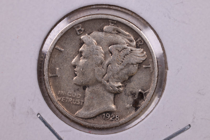 1928 Mercury Silver Dime., Fine., Store
