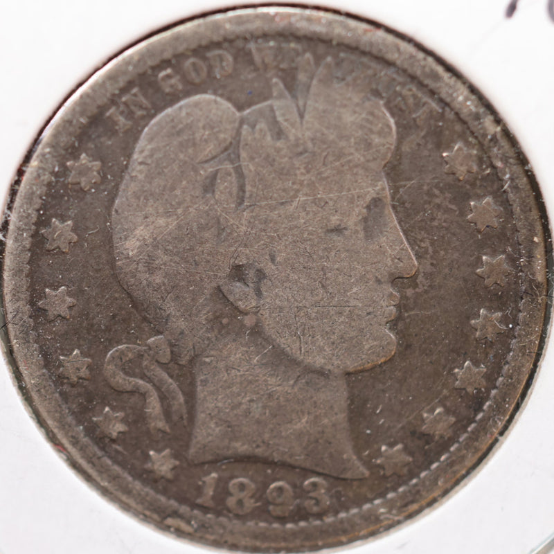 1893-S Barber Quarter, Very Good Circulated Coin, Store