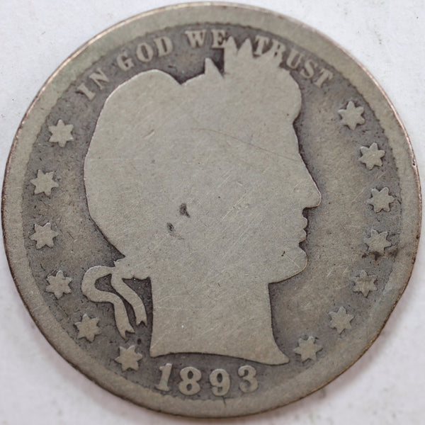 1893-S Barber Quarter, Good Circulated Coin, Store #QR768