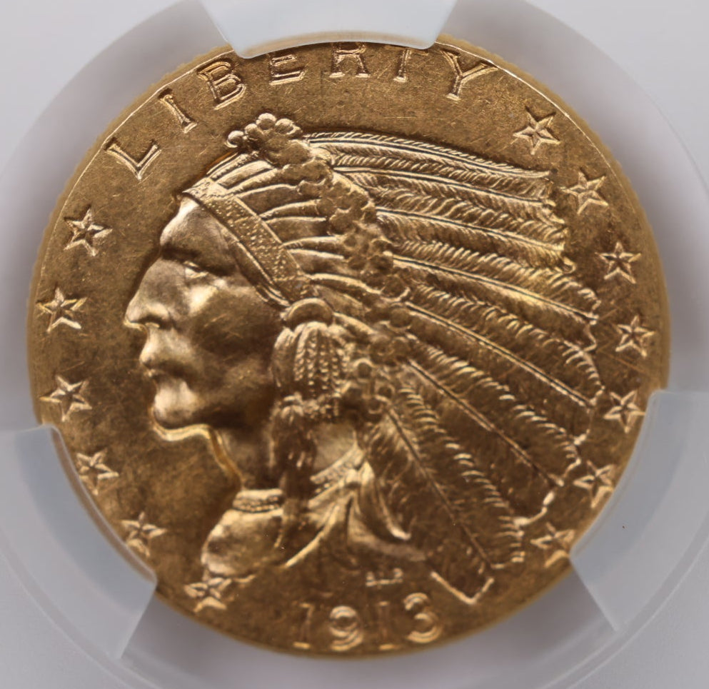 1913 $2.50 Quarter Gold Eagle, CAC Certified AU-58, Slider-Coin, Store #G021.