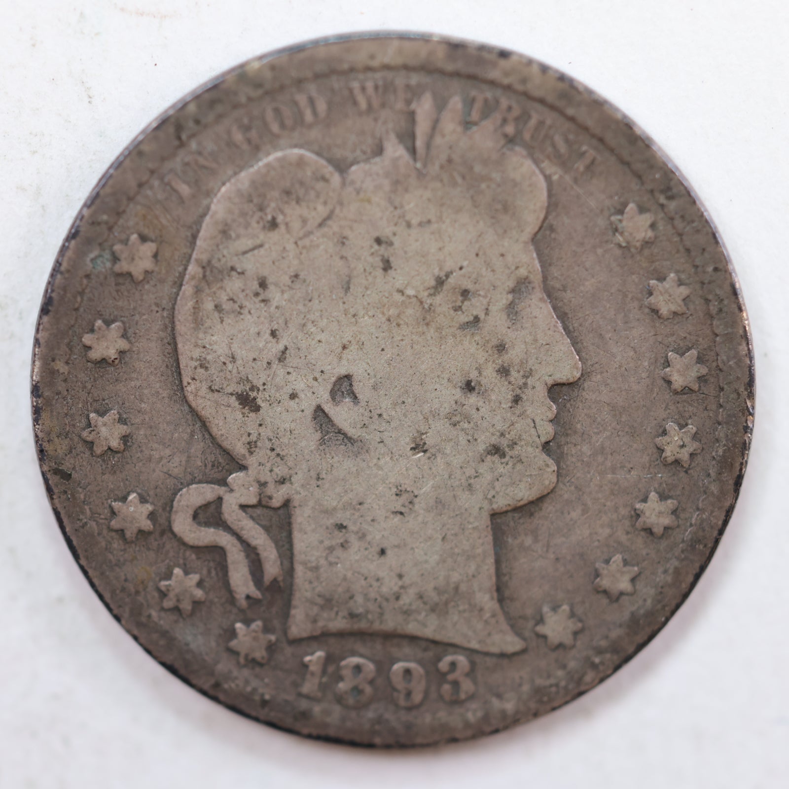 1893-S Barber Quarter, Abt Good Circulated Coin, Store #QR769