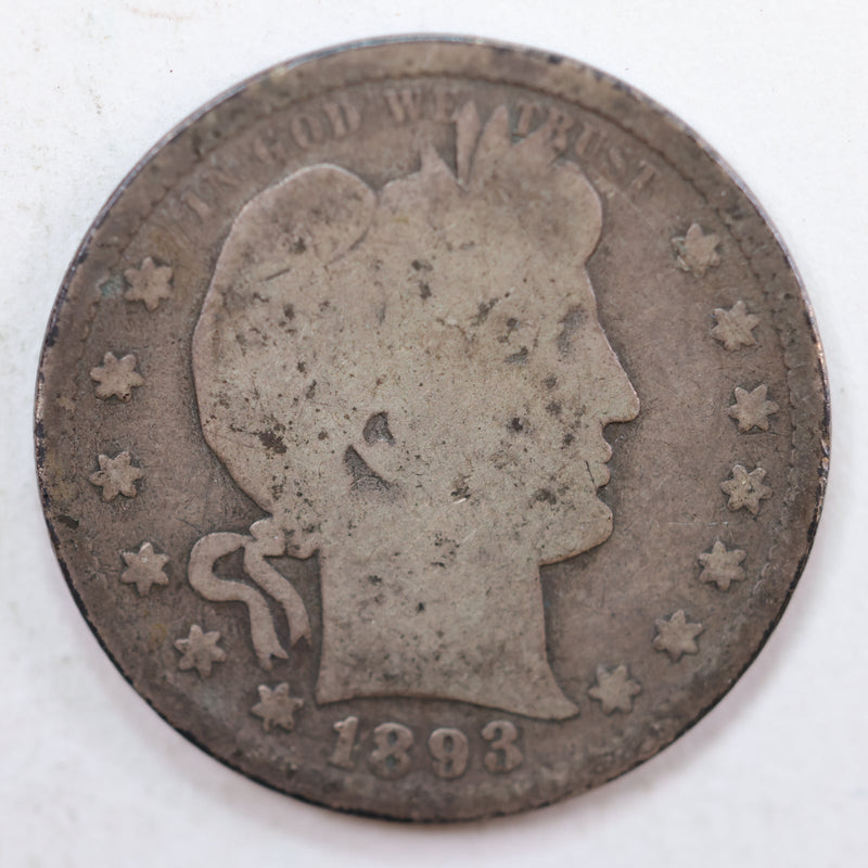 1893-S Barber Quarter, Abt Good Circulated Coin, Store