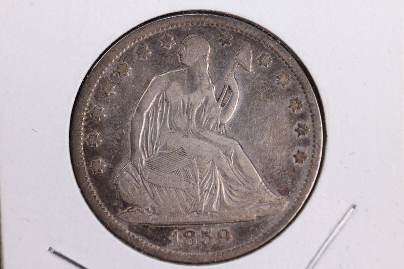1859-O Liberty Seated Half Dollar, Affordable Circulated Coin. Store Sale