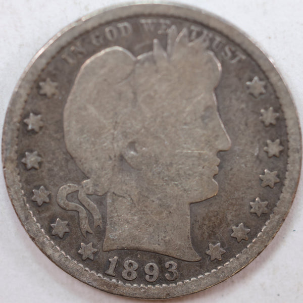 1893-S Barber Quarter, Good Circulated Coin, Store #QR771