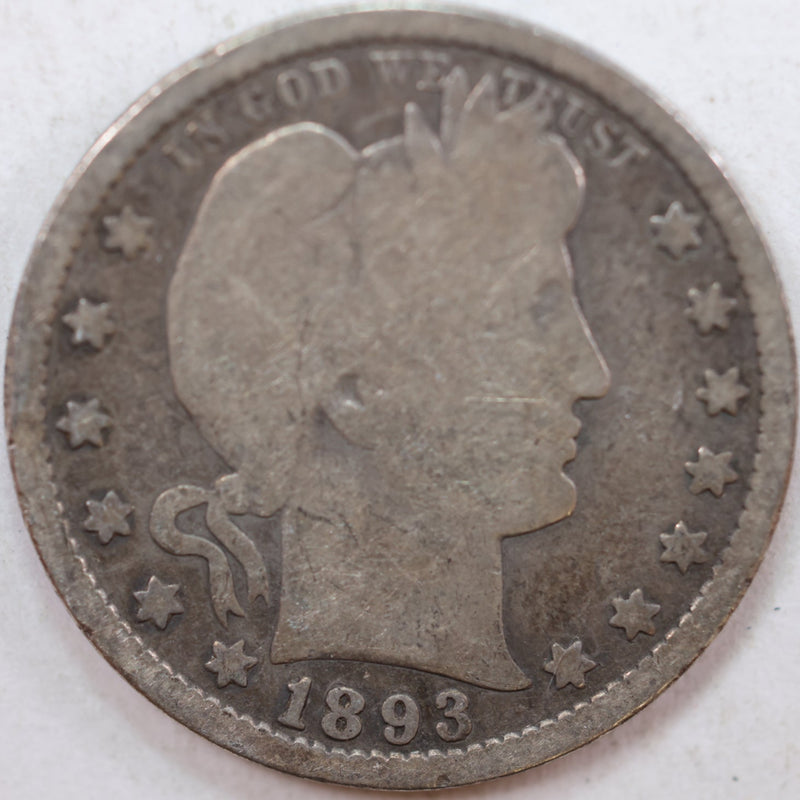 1893-S Barber Quarter, Good Circulated Coin, Store