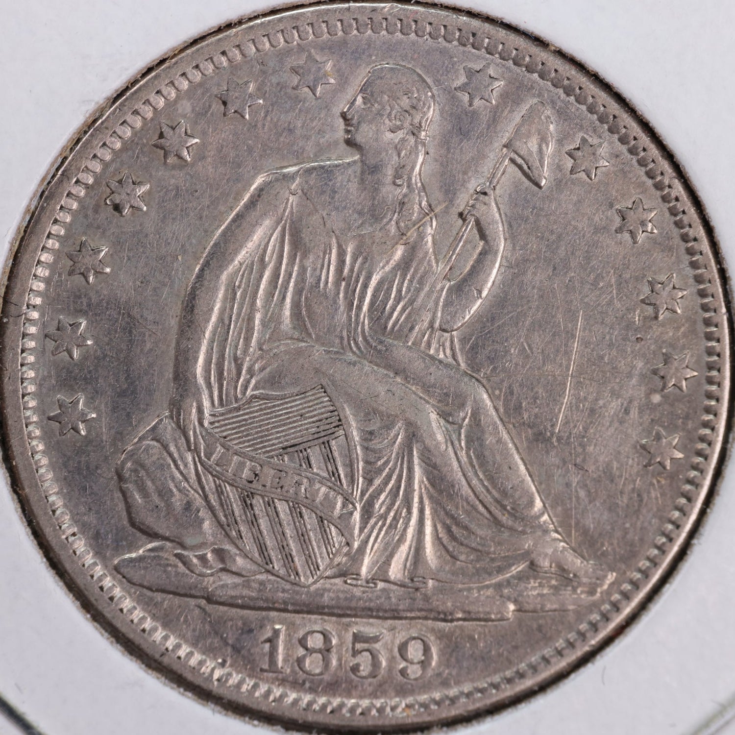 1859-O Liberty Seated Half Dollar, About Uncirculated+ Coin. Store #HR1965